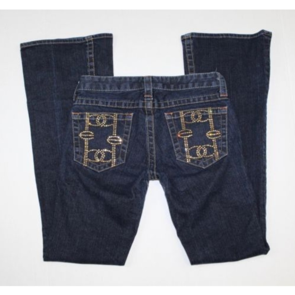 BEBE Bootcut Flare Kayla Jeans Gold Bling Pocket